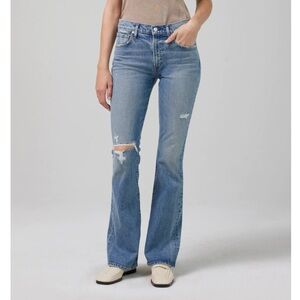 Citizens Of Humanity Light Blue Flare Wide Leg Jeans with Distressing